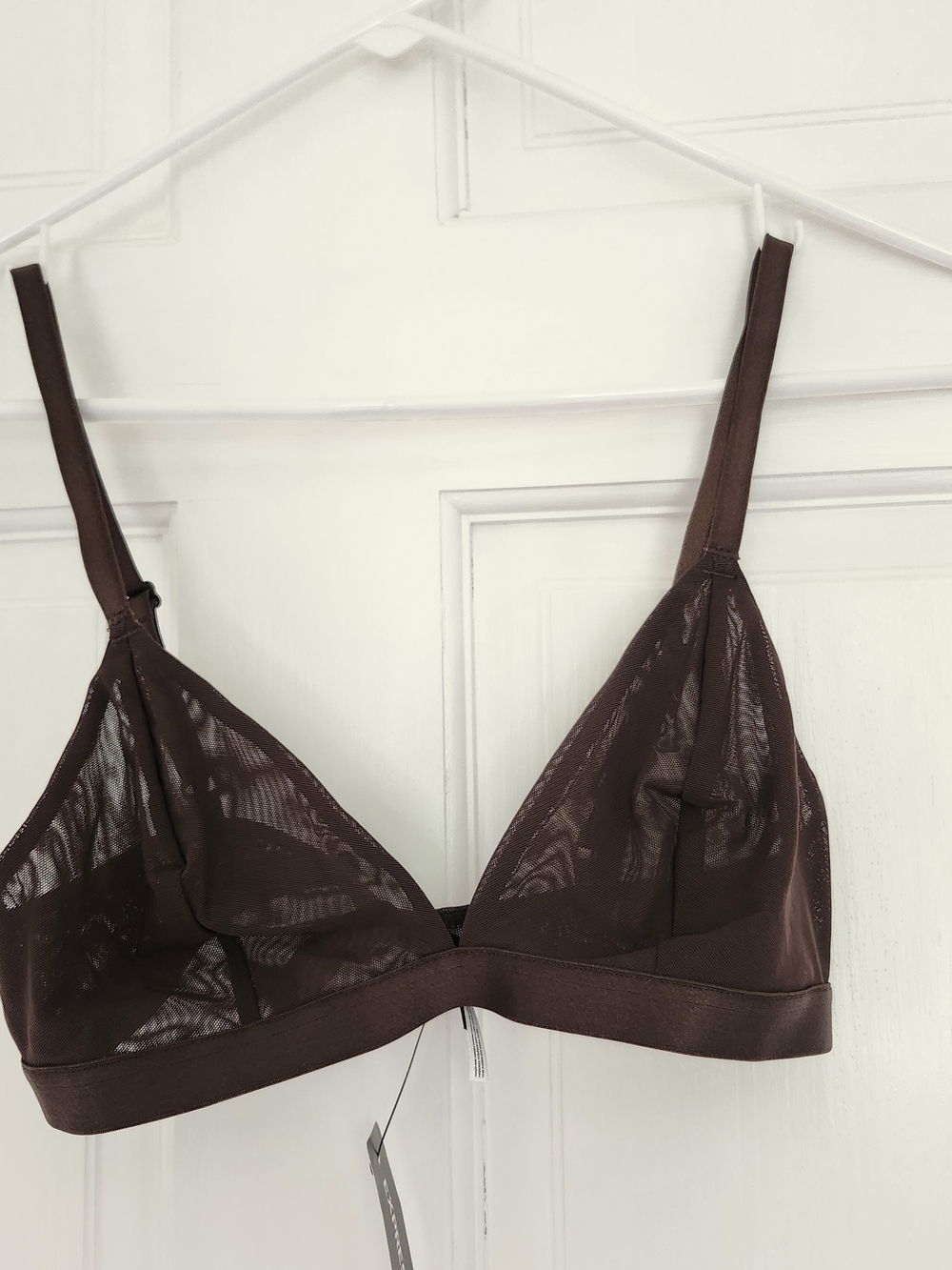 NWT Express Sheer Triangle Bralette in Dark Brown